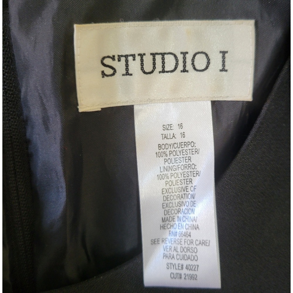 Studio I Womens Black Embroidered Beaded Dress Jacket Look Size 16 Formal 40227 - Picture 2 of 8